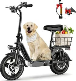 Electric Scooter with Seat for Adults, Peak 1000W Motor, 28 Miles Range 48V 10.4Ah Li Battery, 20MPH with Basket, Max 500 LBS