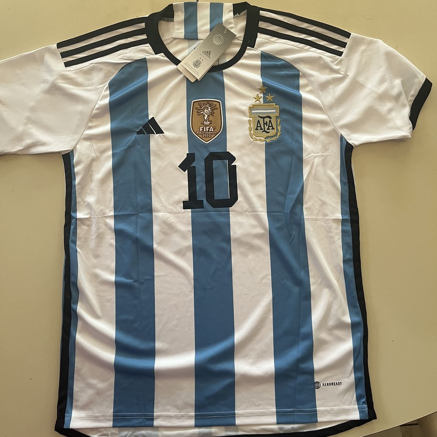 Messi #10 Argentina Away PATCH XLarge Slim Fit Jersey FIFA 3 Star Champion  W/Tag for Sale in Hacienda Heights, CA - OfferUp