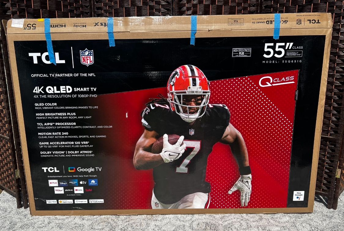TWO NEW 55” TCL Q Class Smart TVs | Broken Screens | For Parts Only