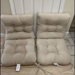 New Set of 2 Beige Tufted Patio Lounge Chair Cushion 40” x 20” x 5”