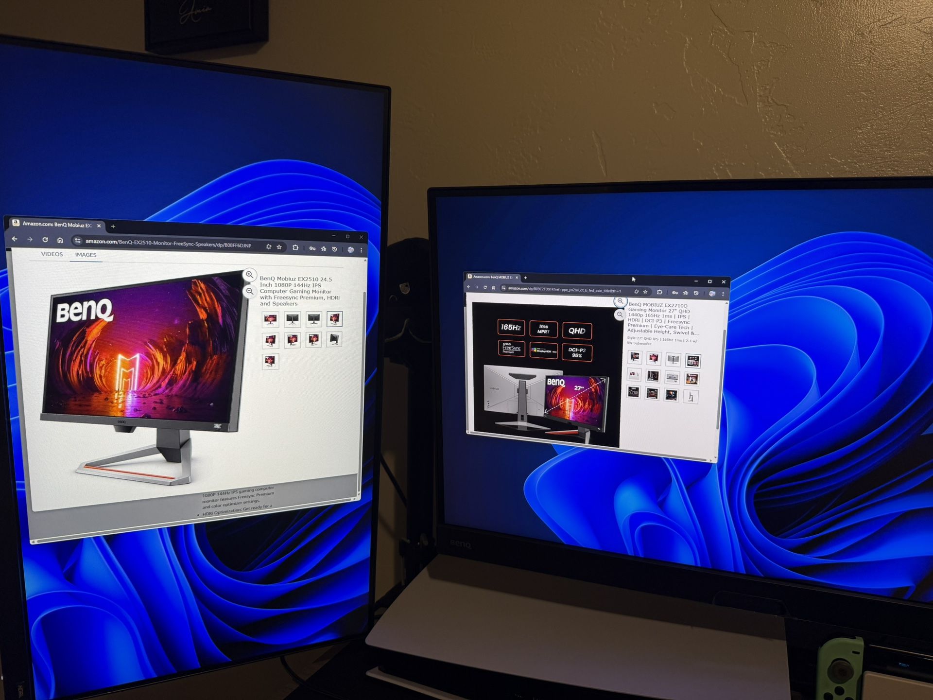 Two Gaming Monitors With Dual Monitor Stand