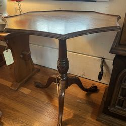 Vintage Solid Wood Clawfoot Octagon Table