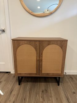 Wooden Cabinet with Woven Doors/shoe storage