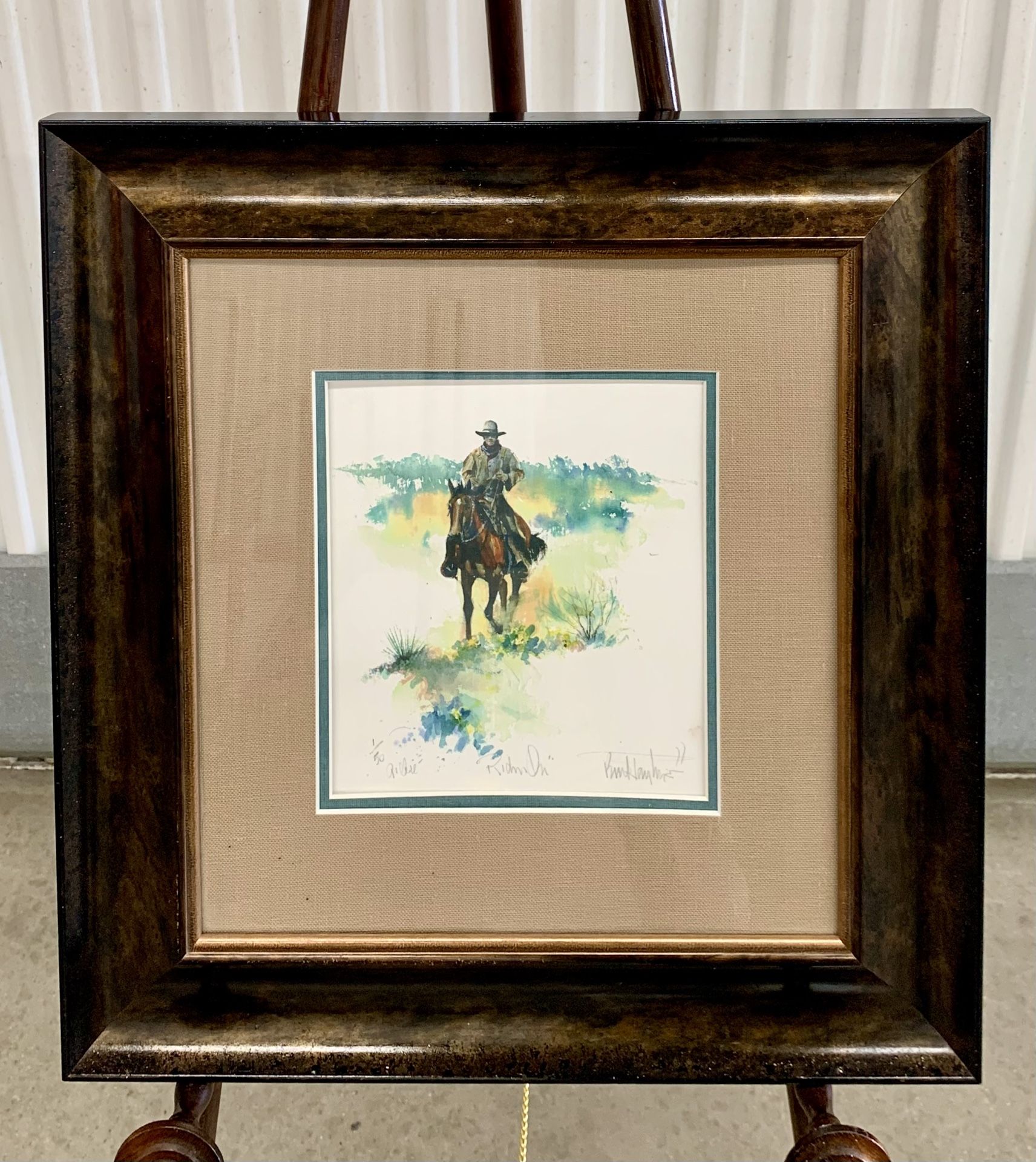 Vintage 1960’s watercolor painting “Riding on” by Nick Eggenhofer