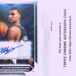 2023-24 Victor Wembanyama, Auto  10 Topps Chrome