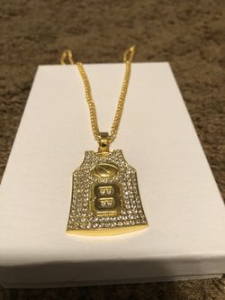 Men’s or women’s 14 kt gold plated basket ball Kobe Bryant #8 jersey diamond rhinestone necklace 24 inch no refunds