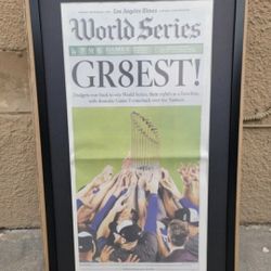 2024 Dodgers  Framed Championship Newspaper Copy
