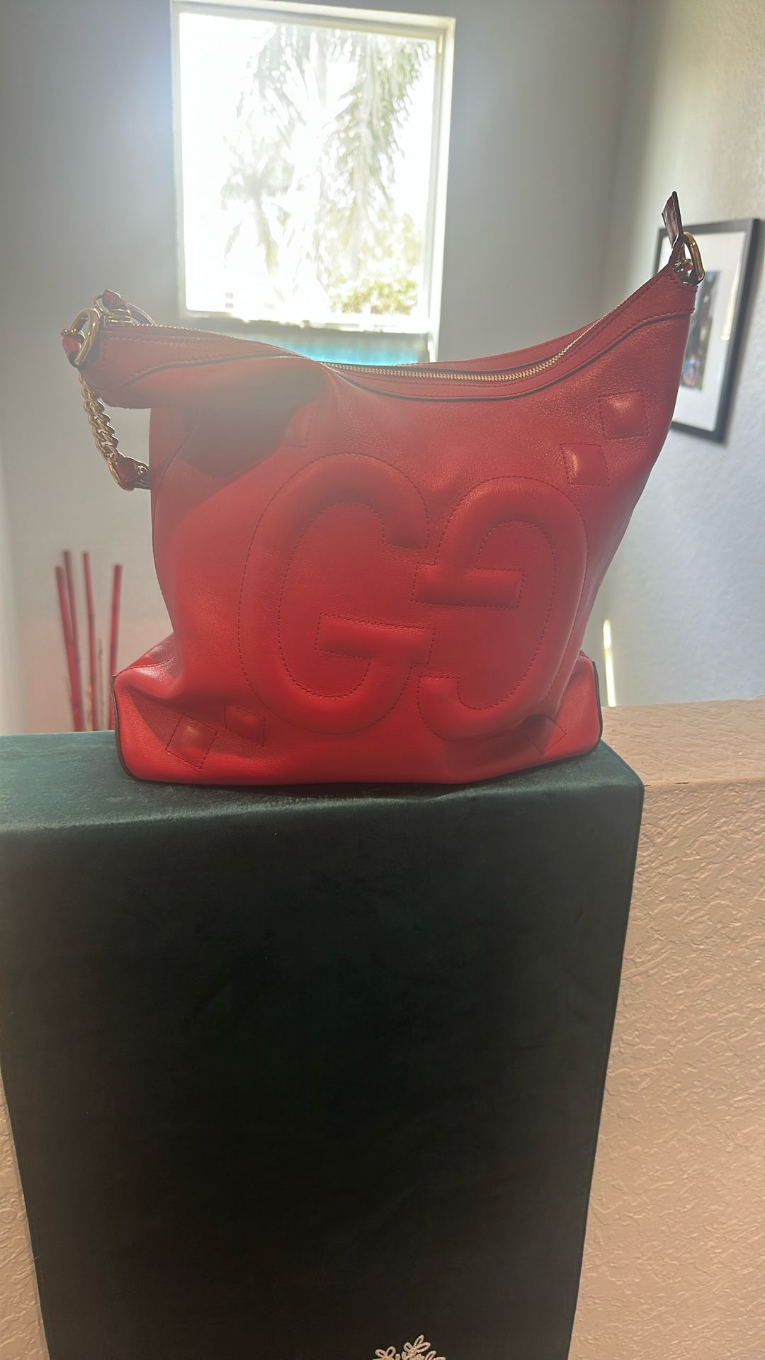 Leather Red Gucci Apollo Hobo Purse