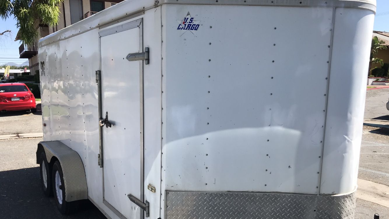 2008 US Cargo enclosed cargo trailer 14 x 7 dual axle ramp breaks side door
