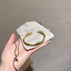 Women's David Yurman Gold 5mm Single Row Diamond Cuff Bracelet