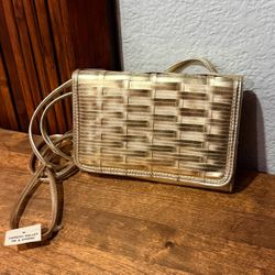 Vintage Capezio “Wallet on a String” Metallic Gold Crossbody Purse (NWT)