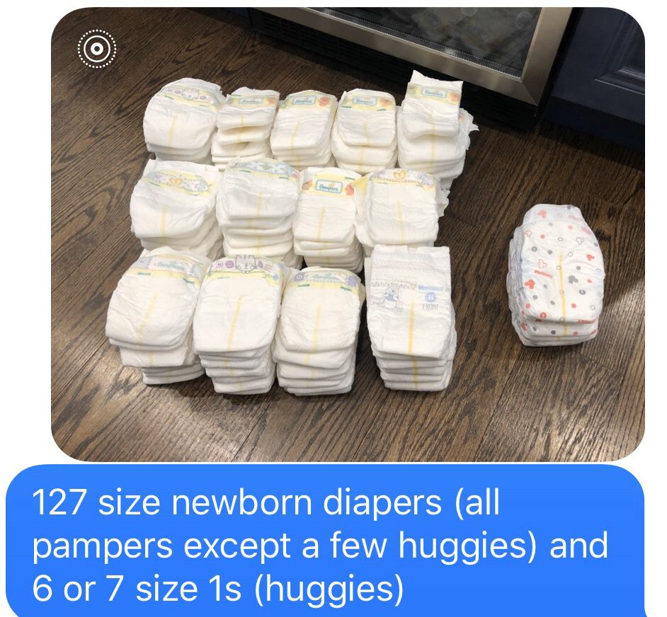 DIAPERS (127 newborn and a few size 1s)