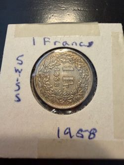 1958 Swiss franc coin