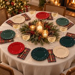🎄 8 Christmas Appetizer Plates + Holiday Napkins — $25