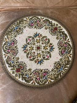 Vintage 14  Round Needle Point Mat