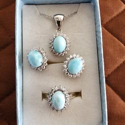 Sterling Larimar Jewelry Set