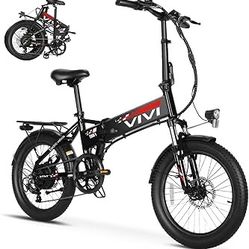 Vivi Folding Electric Bike for Adults, 20" x 2.4 Fat Tire Ebike, Peak 1000W Foldable Electric Bicycle, 22MPH Commuter E-Bike with 48V Removable Batter