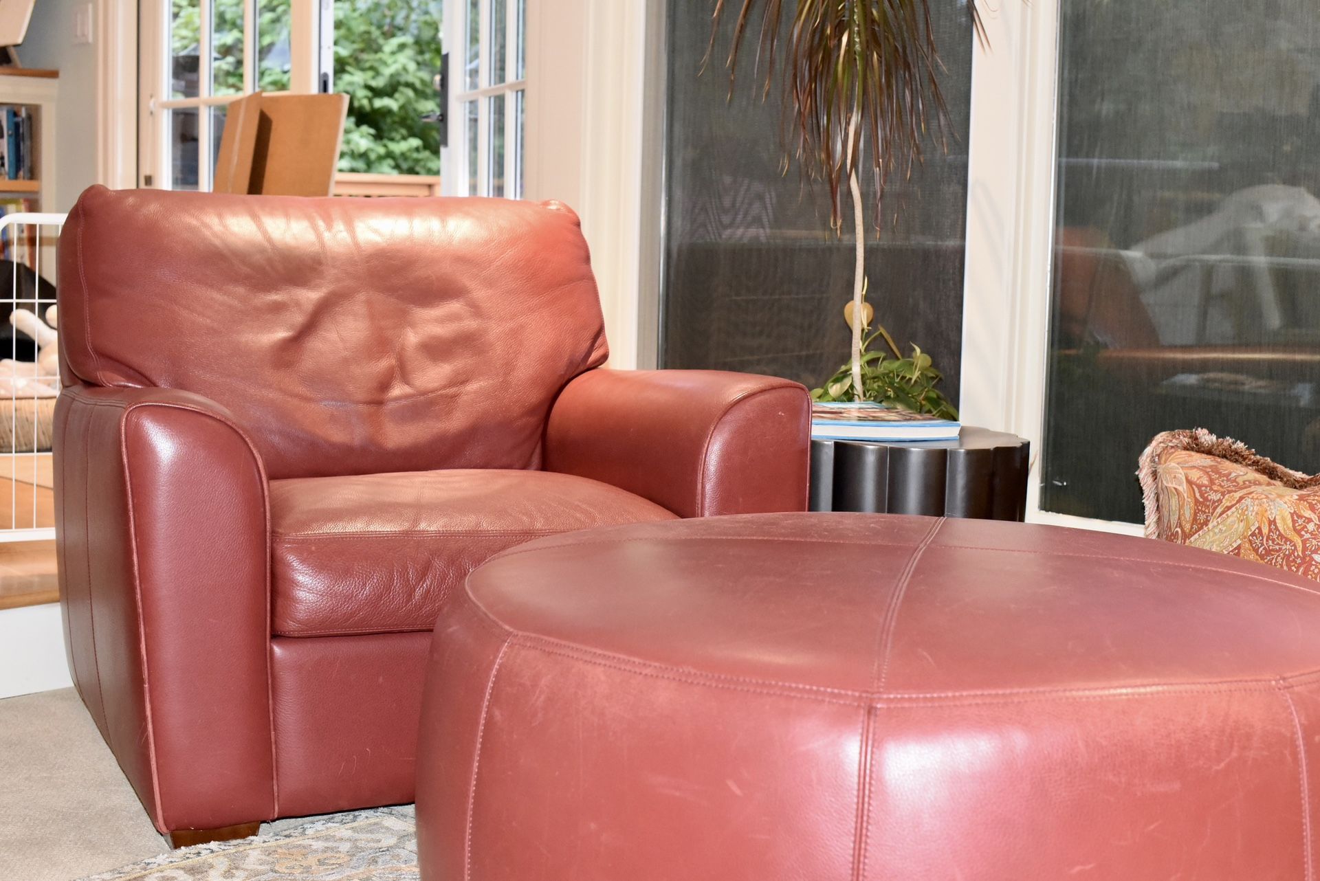 Leather Chair and Ottoman - American Leather Kaden brand - OBO