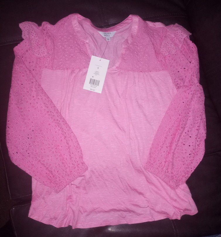 Crown & Ivy Size Small Never Worn New With Tags Neon Pink Shirt 