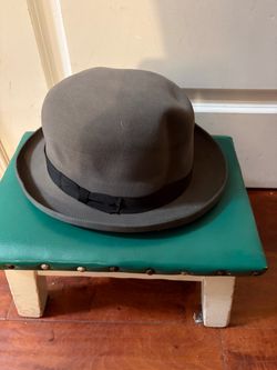 NEW Stetson Royal De Luxe Gray Felt Homburg Fedora Hat 7 3/8 Made USA