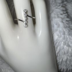 Vintage Five-Stone Moissanite Bypass Ring, size 6.5