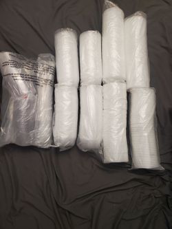 Plastic cups and soup containers