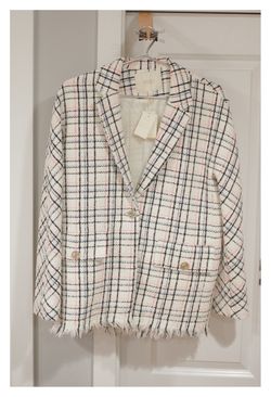 Maje Vianey Plaid Tweed Blazer