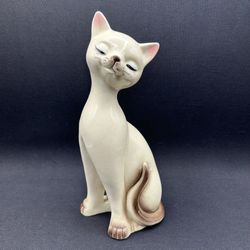 Vintage MCM Ceramic Siamese Kitten Figurine 9.5”