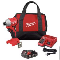 Milwaukee M18 18-Volt Lithium-Ion Compact Brushless Cordless 1/4 in. Impact Driver Kit with One 2.0 Ah Battery, Charger & Tool Bag
