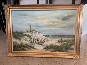 Large 36 x 24 custom framed and signed painting