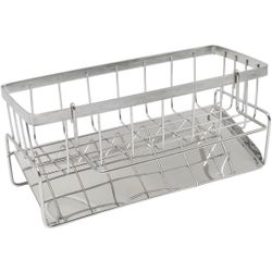 Silver Sponge Holder for Kitchen Sink Caddy Organizer Stainless Steel Sponge Holder Soap Dispenser Organizer Kitchen Countertop Organizers and Storage