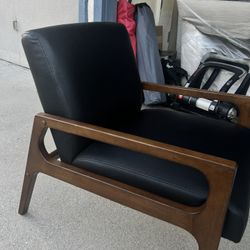 Black / Wood Accent Chair 