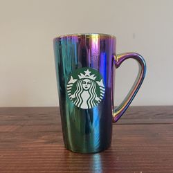 Starbucks Iridescent Tall Coffee Tea Mug Cup 16 Oz Multicolor Green Logo 2022