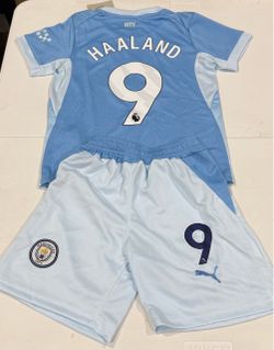 Puma home Manchester City Haaland number 9 jersey and shorts kids youth