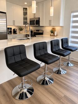 Set of 4 Modern Black Barstool Chairs