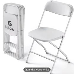6pcs White Folding Chairs: Foldable For Easy Storage