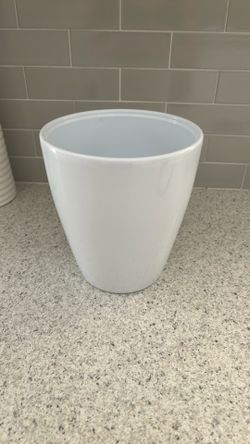 Farmhouse bright white planter pot 7” H x 6” D( at top) home decor CHANDLER ( COOPER & OCOTILLO)