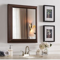 22.5-in x 27.5-in Fog Free Surface Mount Espresso Mirrored Square Soft Close Medicine Cabinet