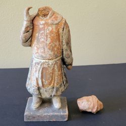 Antique Chinese Ming Dynasty Terracotta Mingqi Attendant Figure 9.5" Damaged Head