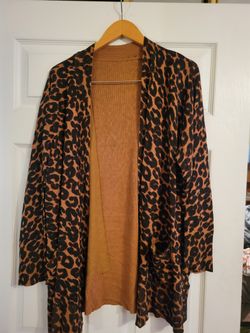 Women's PLUS Size Cheetah Print Cardigan Sweater...size 3x