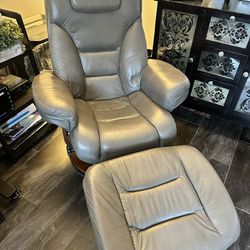Macy's Leather Euro Chair & Ottoman