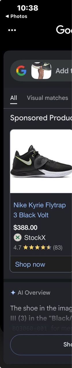 Kyrie Irving flytrap 3 black volt size 9.5 men’s basketball ball shoes