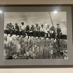Large Pro Framed Photograph Construction Workers Girder Empire State Building