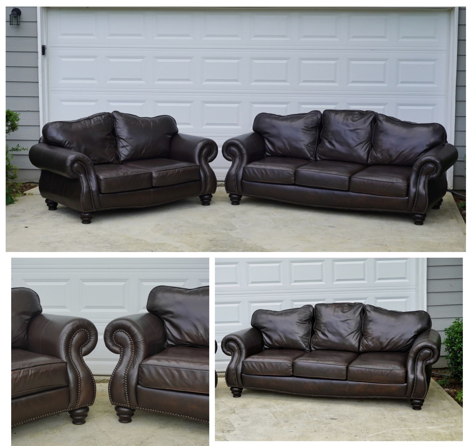 Bernhardt leather sofa and loveseat