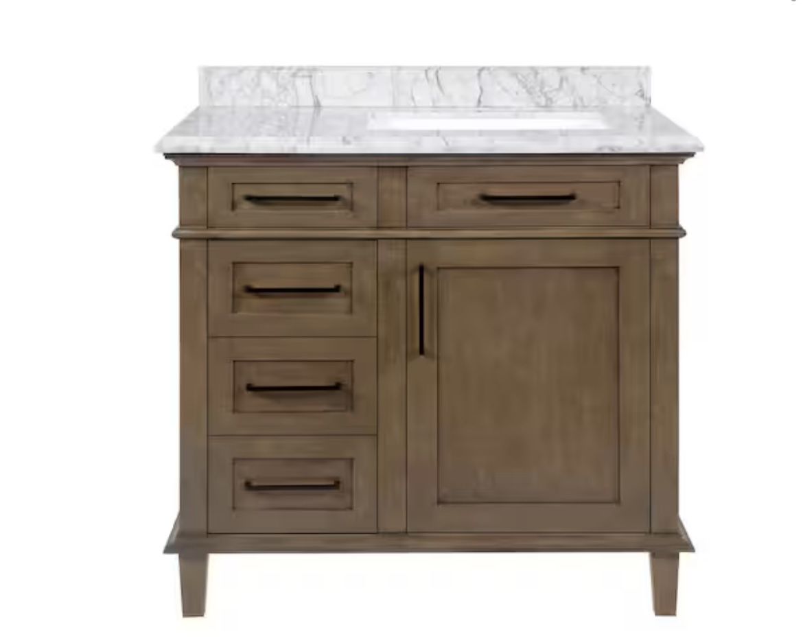 Home Decorators Collection Sonoma 36 in. Single Sink Almond Latte Bath Vanity with Carrara Marble Top (Assembled)
