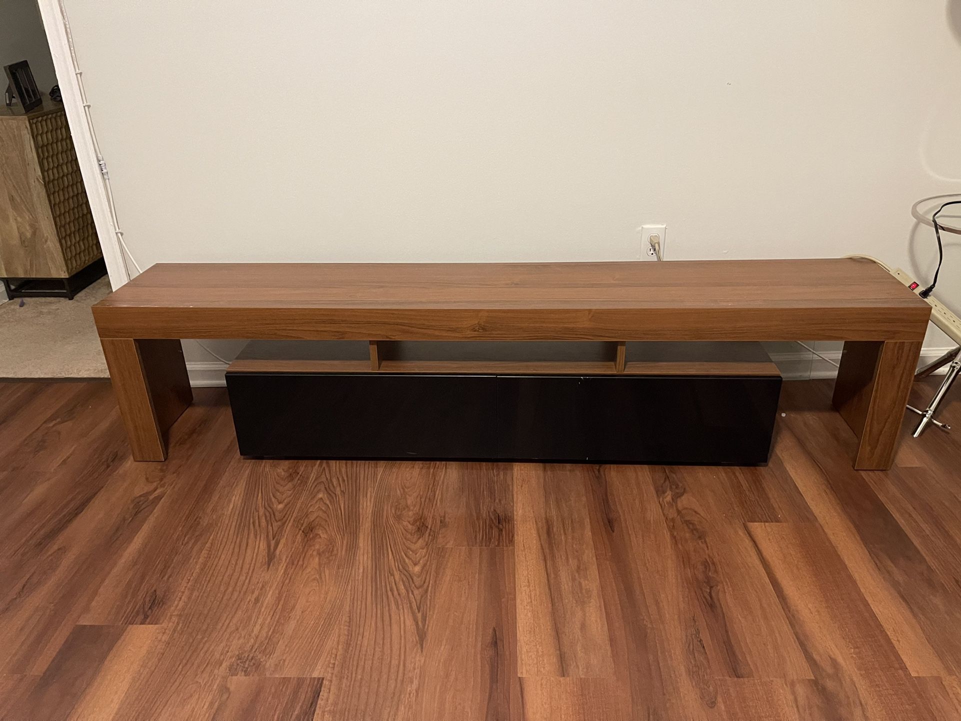 Modern TV Stand With 2 Storage cabinets -  Walnut Color