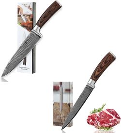 Wakoli Mikata Damascus Chef Knife with Sharp 8-inch Blade made of 67 Layers Genu