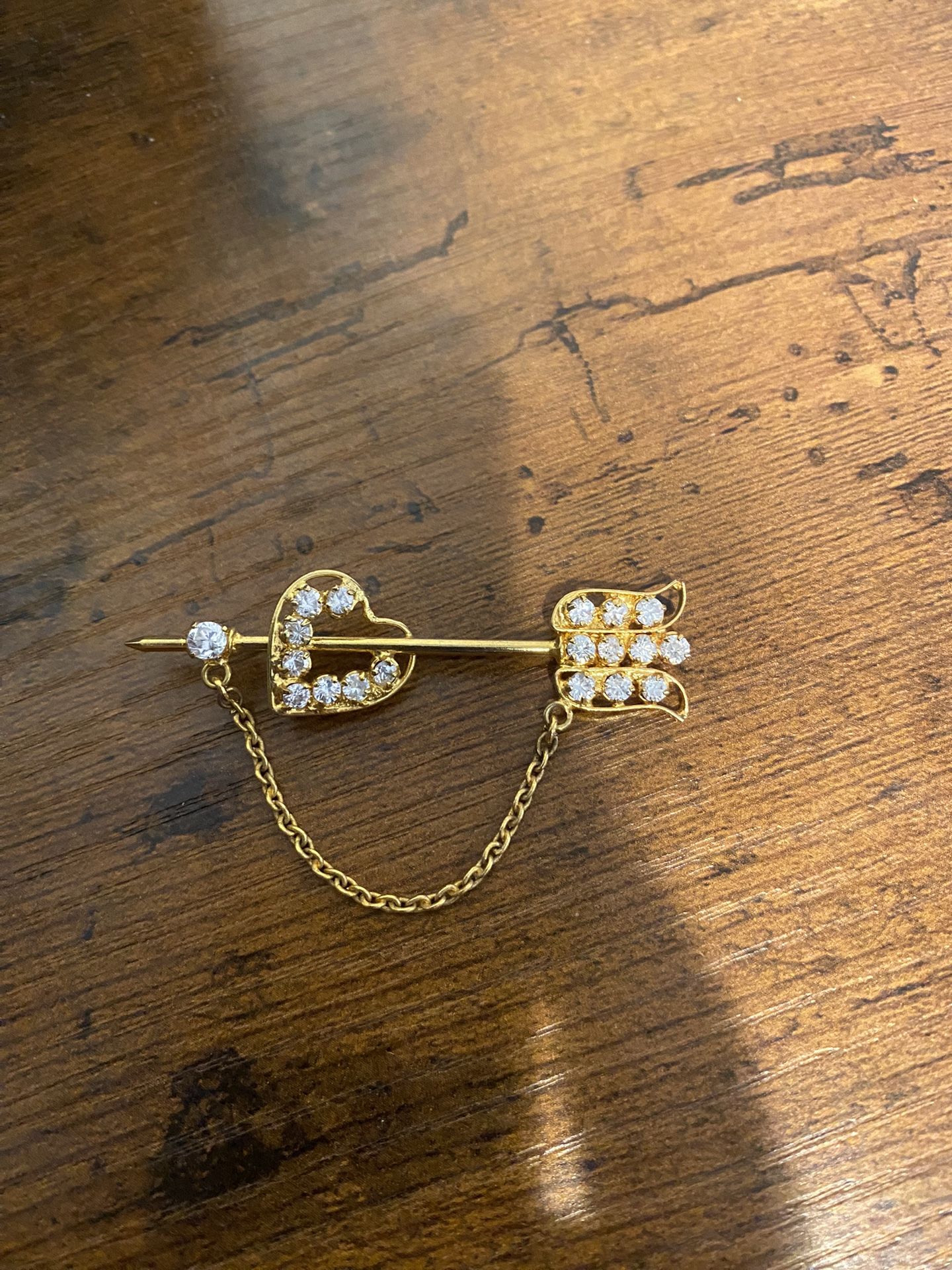 Vintage Bow And Arrow Crystal Brooch