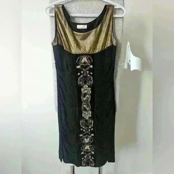 Black  and Gold Tunic Dress - small