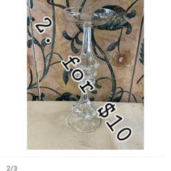 New. 13 1/2", glass candle holders,  $6 Each Or 2x$10